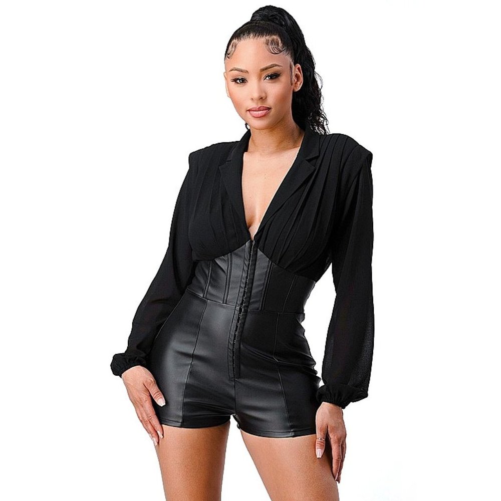 Faux Leather Romper